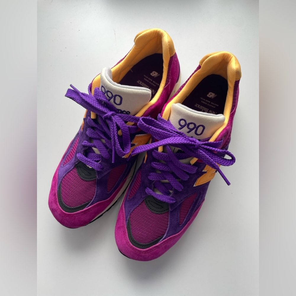 New Balance Teddy Santis x 990v2 Purple and Yellow Sneakers